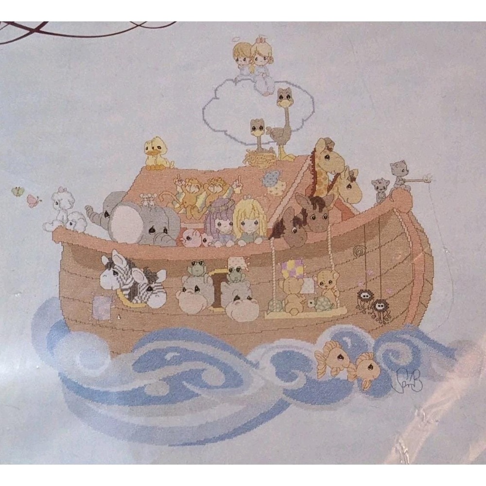 Vtg Sealed Cross Stitch Kit Precious Moments Noah's Ark 131-32 Janlynn 1994